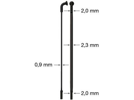 drát nerez Sapim CX Ray 2-2,3/0,9-2 x 286mm černý