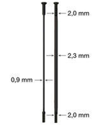 drát nerez Sapim CX Ray 2-2,3/0,9-2 x 294mm přímý černý