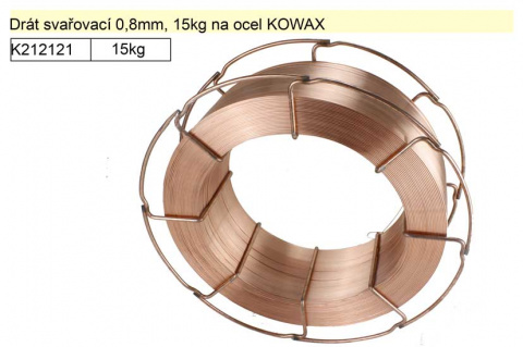 Drát svařovací 0,8mm, 15kg na ocel, G3Si1, KOWAX KWX30815