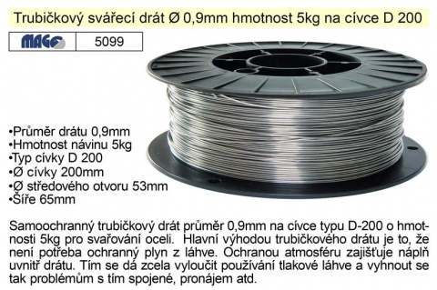 Drát svařovací trubičkový 0,9mm/5kg na ocel