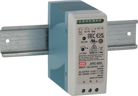 DRC-60A - DIN zdroj+accu, (2,8+1,5)A, poruchy-R
