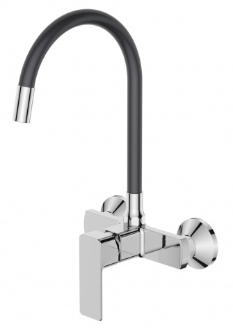 Dřezová baterie nastěnná s flexi výtokem MIXXUS PREMIUM KUBUS 005 REFL.GRAY, šedá | KUBUS 005 REFL.GRAY