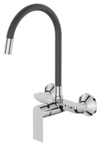 Dřezová baterie nastěnná s flexi výtokem MIXXUS PREMIUM ALEX 005 REFL.GRAY, šedá | ALEX 005 REFL.GRAY
