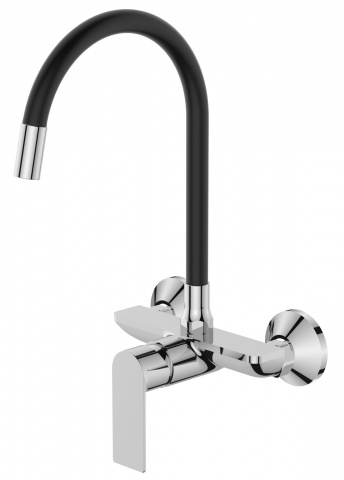 Dřezová baterie nastěnná s flexi výtokem MIXXUS PREMIUM ALEX 005 REFL.BLACK, černá | ALEX 005 REFL.BLACK