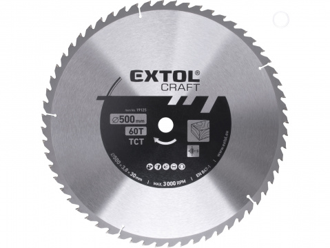 EXTOL CRAFT kotouč pilový s SK plátky, O 500x3,8x30mm, 60T 19125
