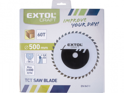 EXTOL CRAFT kotouč pilový s SK plátky, O 500x3,8x30mm, 60T 19125
