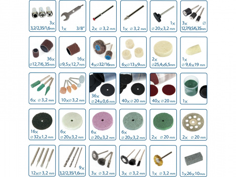 EXTOL CRAFT nástavce na přímou brusku, sada 276ks 903772