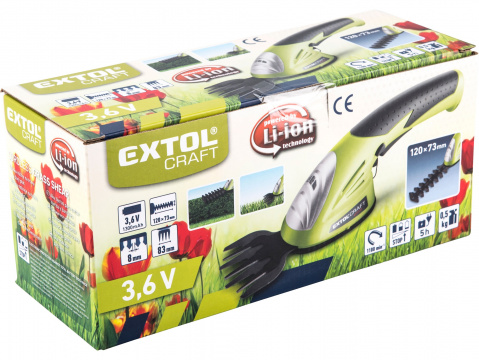 EXTOL CRAFT nůžky na trávu a živé ploty aku 3,6V Li-ion, 1300mAh 415120