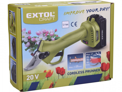 EXTOL CRAFT nůžky zahradní aku, BRUSHLESS, 20V Li-ion, 2Ah 402456