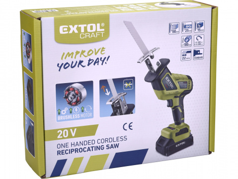 EXTOL CRAFT pila ocaska jednoruční aku, BRUSHLESS, 20V Li-ion, 2Ah 402454