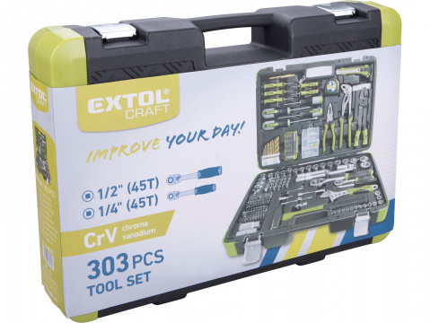 EXTOL CRAFT sada nářadí 303ks, 1/4", 1/2" 918303