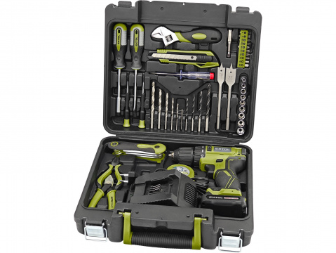 EXTOL CRAFT vrtací šroubovák aku, BRUSHLESS, 20V Li-ion, 2Ah, SET SADA NÁŘADÍ 46KS