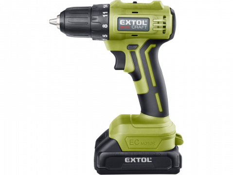 EXTOL CRAFT vrtací šroubovák aku, BRUSHLESS, 20V Li-ion, 2×2Ah 402450