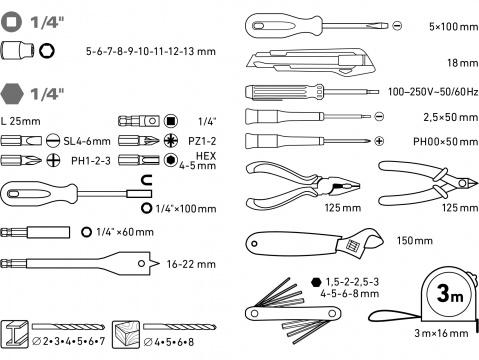 EXTOL CRAFT vrtací šroubovák aku, BRUSHLESS, 20V Li-ion, 2Ah, SET SADA NÁŘADÍ 46KS