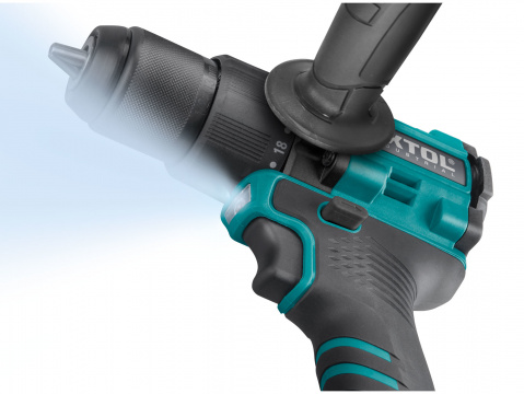 EXTOL INDUSTRIAL Aku vrtací šroubovák s příklepem, 70Nm, bezuhlíkový, SHARE20V, 2x 2Ah