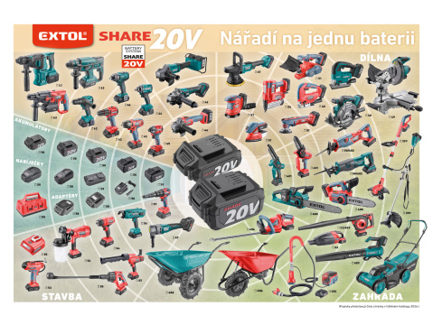 EXTOL INDUSTRIAL bruska úhlová aku SHARE20V, 150/180mm, BRUSHLESS, 2x4Ah 8791846