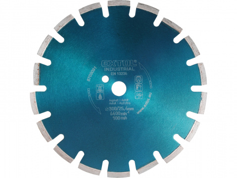 EXTOL INDUSTRIAL kotouč diamantový řezný segmentový na ASFALT, suché řezání, 300x25,4mm