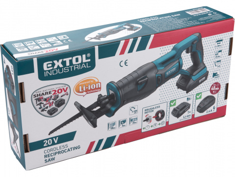 EXTOL INDUSTRIAL mečová pila ocaska aku SHARE20V, 20V Li-ion, bez baterie a nabíječky