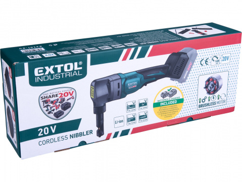 EXTOL INDUSTRIAL nůžky na plech, prostřihovačky aku SHARE20V, 2Ah 8791830