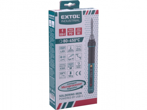 EXTOL INDUSTRIAL Pájka hrotová s digitální regulací, napájení USB-C 8794511