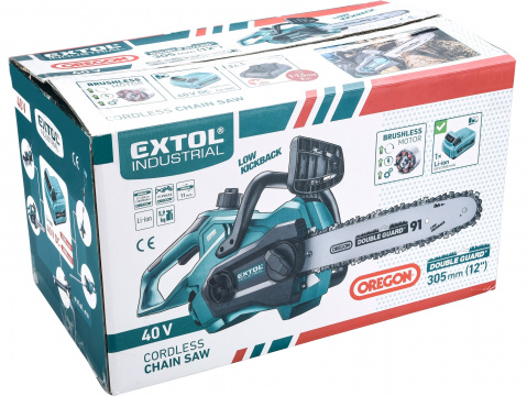 EXTOL INDUSTRIAL pila řetězová aku, BRUSHLESS, 40V Li-ion, 2500mAh, 30cm 8795644