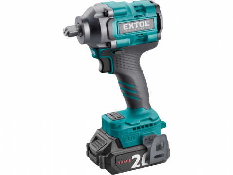 EXTOL INDUSTRIAL utahovák rázový 1/2" aku SHARE20V, 500Nm, BRUSHLESS, 2Ah 8791814