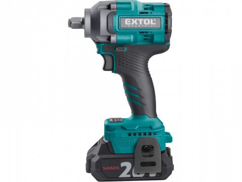 EXTOL INDUSTRIAL utahovák rázový 1/2" aku SHARE20V, 500Nm, BRUSHLESS, 2Ah 8791814