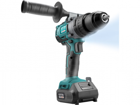EXTOL INDUSTRIAL vrtací šroubovák aku s příklepem SHARE20V, BRUSHLESS, 20V Li-ion, 2 Ah