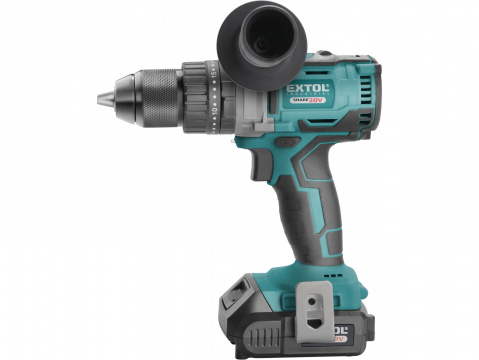 EXTOL INDUSTRIAL vrtací šroubovák aku s příklepem SHARE20V, BRUSHLESS, 20V Li-ion, 2 Ah