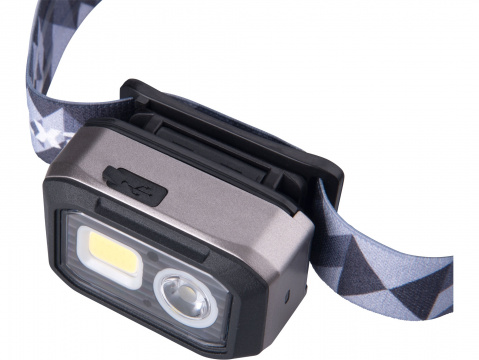 EXTOL LIGHT čelovka 500lm, Dual Power - Li-ion nebo AAA, USB nabíjení, s IR čidlem