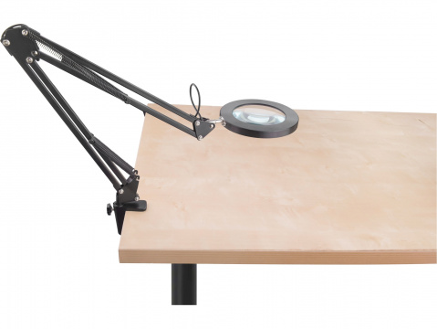 EXTOL LIGHT Stolní lupa s osvětlením, 5x zvětšení, osvětlení 2400 lm, USB napájení, černá