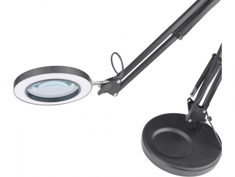 EXTOL LIGHT Stolní lupa s osvětlením, 5x zvětšení, osvětlení 2400 lm, USB napájení, černá