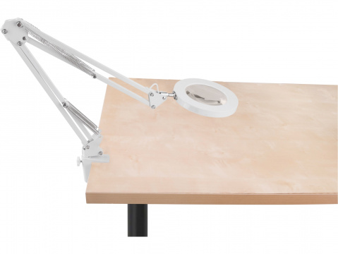 EXTOL LIGHT Stolní lupa s osvětlením, 5x zvětšení, osvětlení 2400 lm, USB napájení, bílá