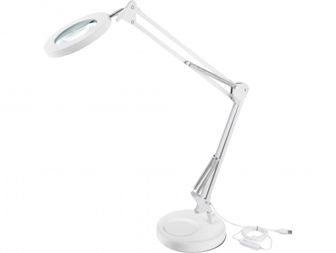 EXTOL LIGHT Stolní lupa s osvětlením, 5x zvětšení, osvětlení 2400 lm, USB napájení, bílá