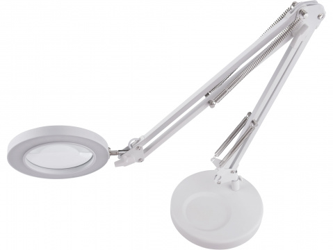 EXTOL LIGHT Stolní lupa s osvětlením, 5x zvětšení, osvětlení 2400 lm, USB napájení, bílá