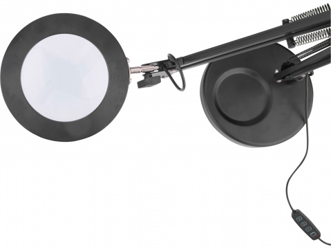 EXTOL LIGHT Stolní lupa s osvětlením, 5x zvětšení, osvětlení 2400 lm, USB napájení, černá
