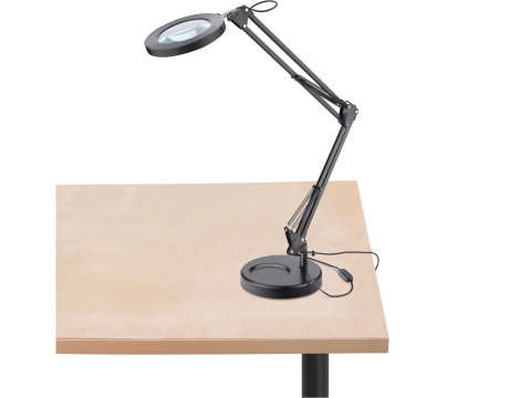 EXTOL LIGHT Stolní lupa s osvětlením, 5x zvětšení, osvětlení 2400 lm, USB napájení, černá