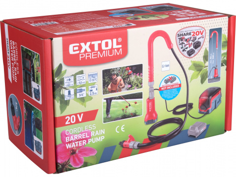 EXTOL PREMIUM Aku čerpadlo do sudu SHARE20V, bez baterie a nabíječky 8891931