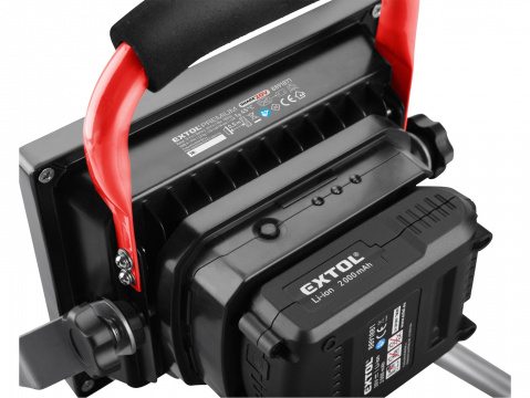EXTOL PREMIUM aku LED reflektor SHARE20V, 1800lm, 20V Li-ion, 2000mAh