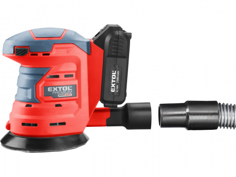 EXTOL PREMIUM bruska excentrická aku SHARE20V, 125mm, 20V Li-ion, 2000mAh