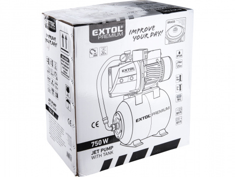 EXTOL PREMIUM čerpadlo proudové s tlakovou nádobou, 750W, 5270l/hod, 3bar 8895095