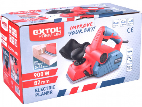 EXTOL PREMIUM elektrický hoblík šíře 82mm, 900W, polodrážka 24mm