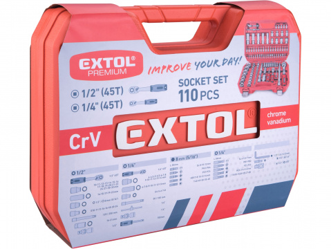 EXTOL PREMIUM Gola sada 110ks, 1/4", 1/2" 8818338