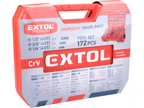 EXTOL PREMIUM Gola sada,  hlavice nástrčné, sada 172ks 8818346