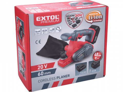 EXTOL PREMIUM hoblík aku SHARE20V, 20V Li-ion, bez baterie a nabíječky 8891831