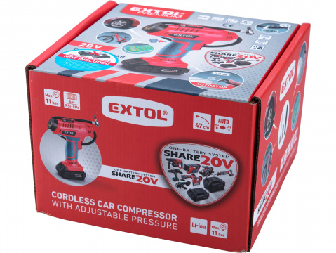 EXTOL PREMIUM kompresor domácí aku SHARE20V, 20V Li-ion, bez baterie a nabíječky 8891875