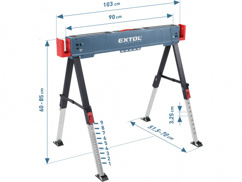 EXTOL PREMIUM koza stavební skládací 1kus, nosnost 550kg, výška 60-85cm 8859999