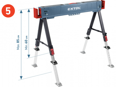 EXTOL PREMIUM koza stavební skládací 1kus, nosnost 550kg, výška 60-85cm 8859999