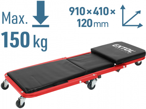 EXTOL PREMIUM lehátko/sedák 2v1, montážní pojízdné, rozloženo 91x41x12cm, až 150/120kg