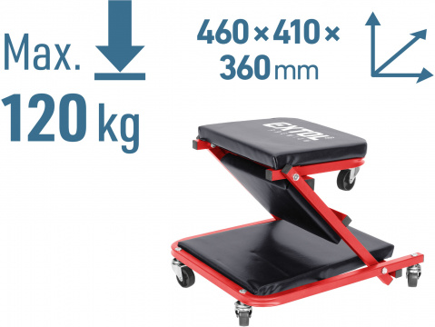 EXTOL PREMIUM lehátko/sedák 2v1, montážní pojízdné, rozloženo 91x41x12cm, až 150/120kg